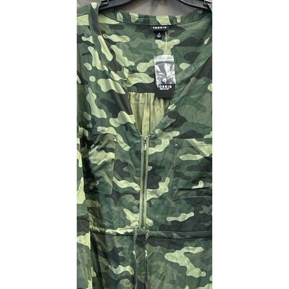 NWT Torrid Dress Womens Size 3 Green Camouflage Drawstring 3/4 Sleeve Casual - Picture 6 of 6